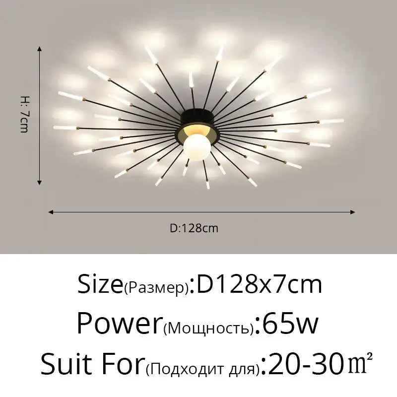 Modern black and gold decorbites led chandelier with frosted glass rods for kids room and bedroom lighting decor