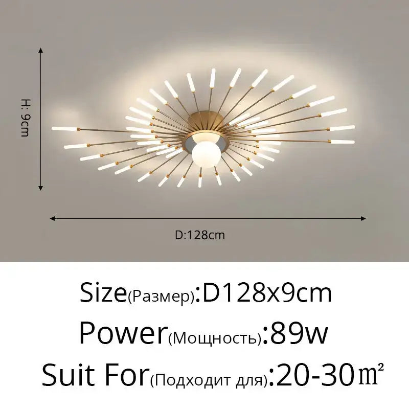 Modern gold-toned decorbites led chandelier with frosted glass rods and central bulb for kids room and hall lighting decor
