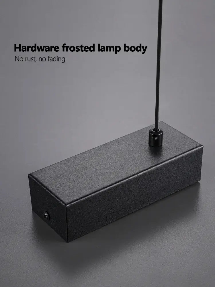 Black hardware-frosted rectangular lamp body with matte finish in decorbites led chandelier for modern minimalist spaces