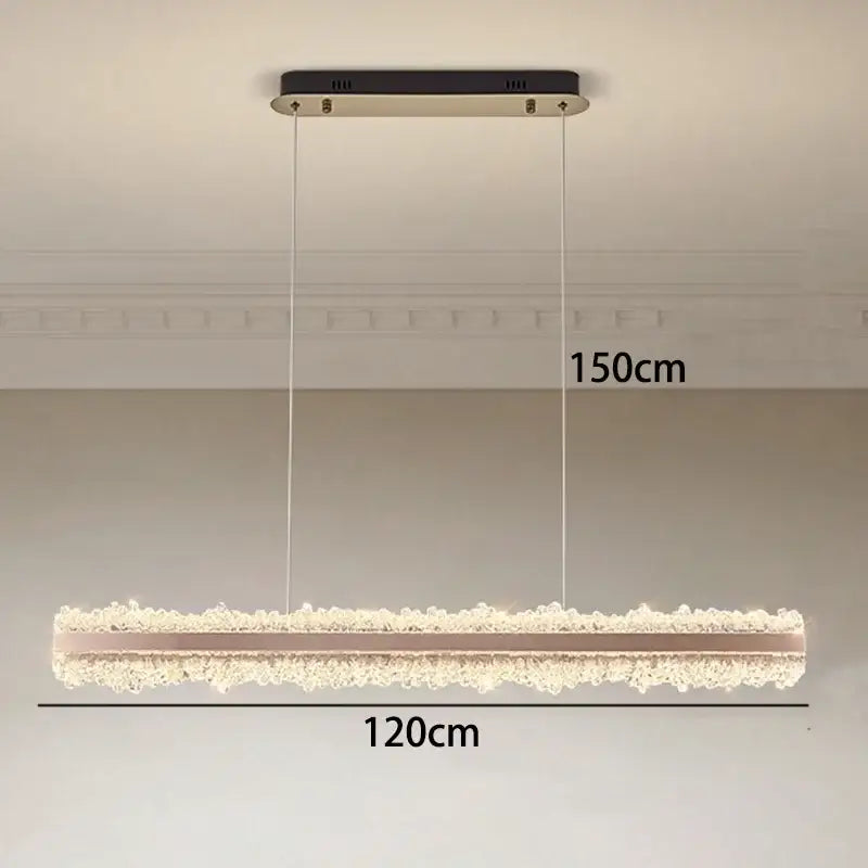 A decorbites led chandelier with a rose gold frame and cascading crystal beads for stylish living room decor
