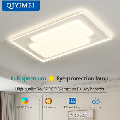 A sleek rectangular white decorbites led chandelier light with modern design and soft glow for indoor ceiling lighting