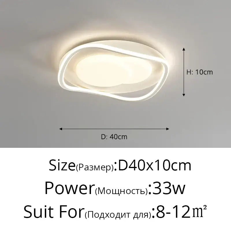 Modern white decorbites led chandelier with sleek oval design and two concentric rings for indoor ceiling lighting