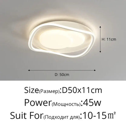 Modern white decorbites led chandelier light with sleek oval design and two concentric rings for indoor ceiling lighting