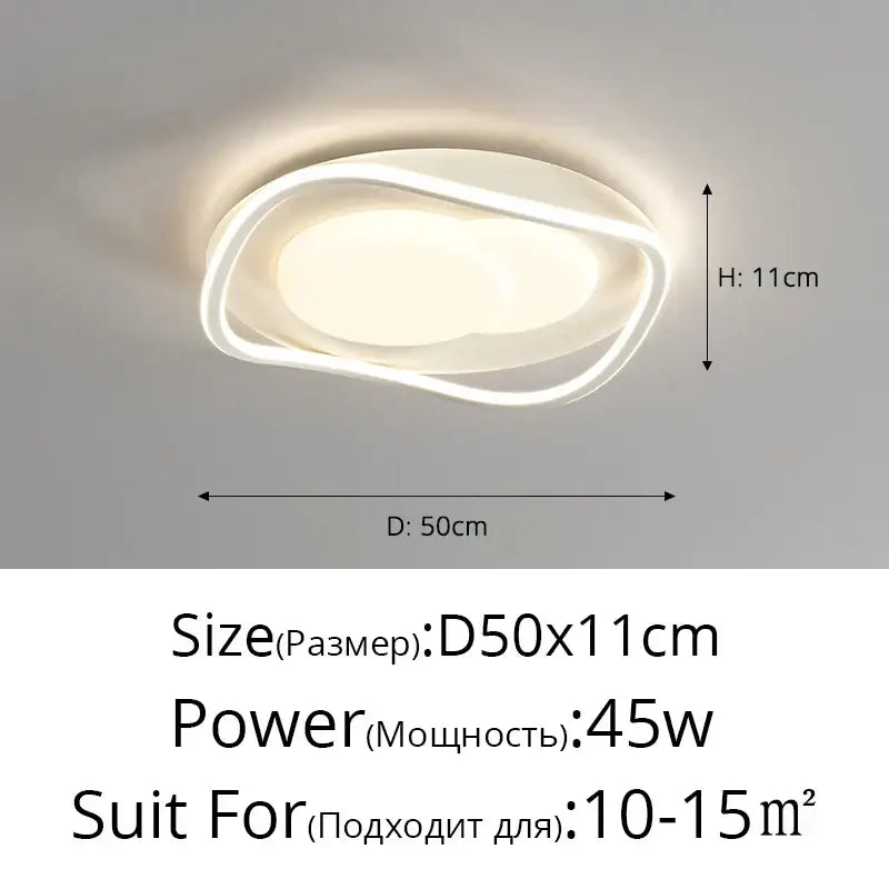 Modern white decorbites led chandelier light with sleek oval design and two concentric rings for indoor ceiling lighting