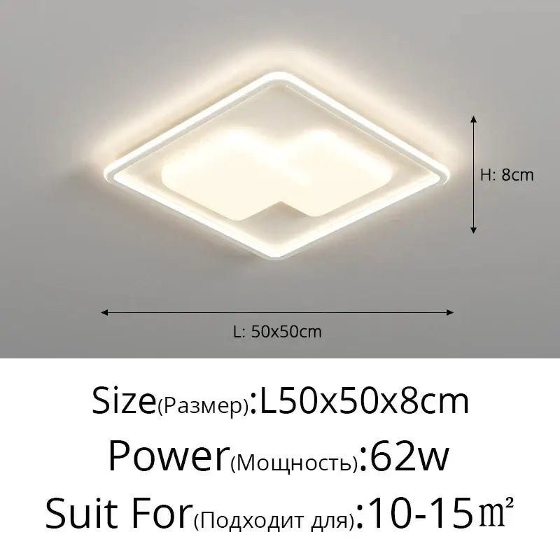Modern square decorbites led chandelier light with sleek white frame and soft glowing illumination for indoor use