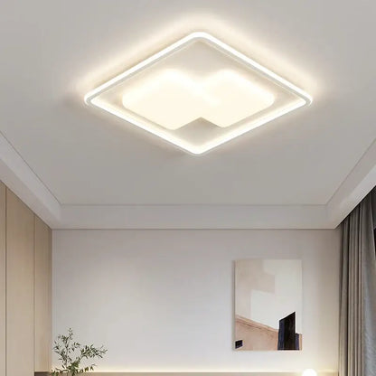 Modern square decorbites led chandelier light with sleek white frame and soft diffused glow for indoor ceiling lighting