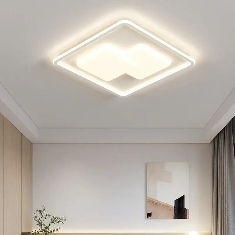 Modern square decorbites led chandelier light with sleek white frame and soft diffused glow for indoor ceiling lighting