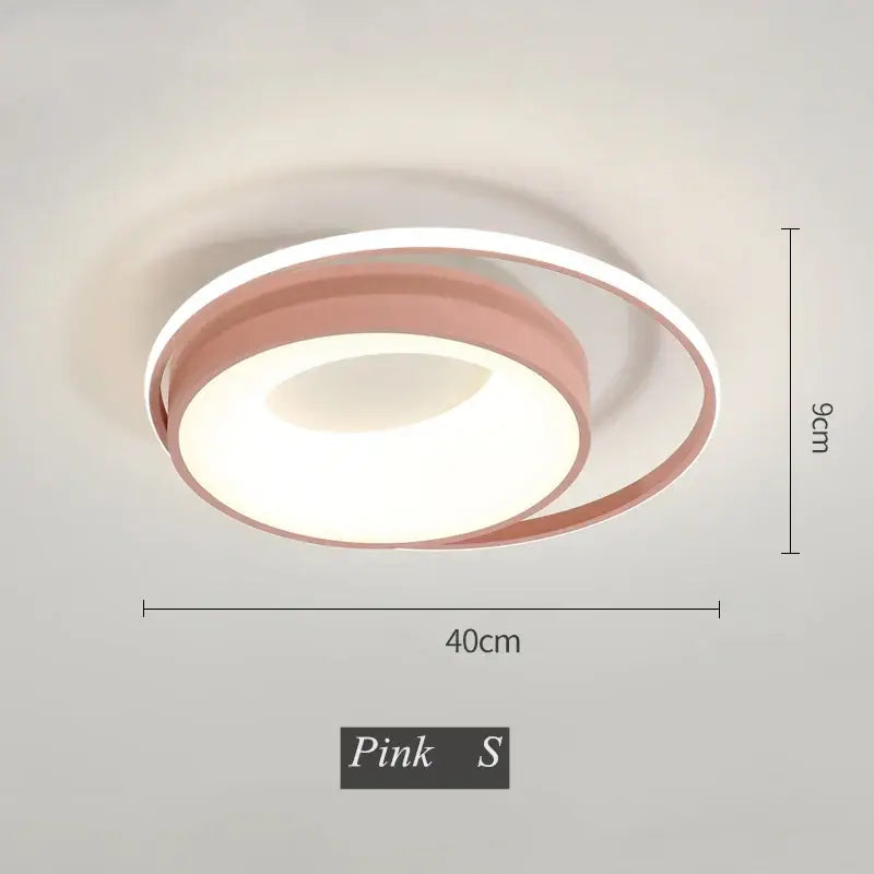 DecorBites led chandelier with modern pink acrylic circular rings for living and dining room lighting