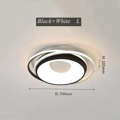 Modern black and white circular decorbites led chandelier with sleek layered acrylic rings for living and dining rooms