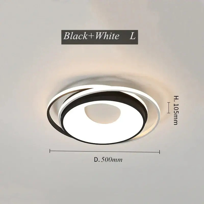Modern black and white circular decorbites led chandelier with sleek layered acrylic rings for living and dining rooms