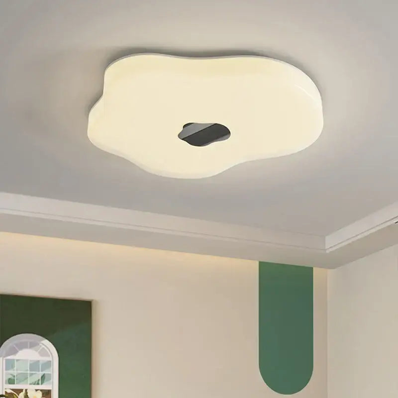 Cream-colored cloud-shaped led chandelier light with sleek black accent by decorbites for luxury indoor decor