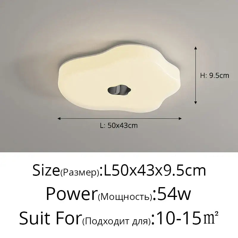 Cream-colored decorbites led chandelier ceiling light with cloud shape, matte finish, and central black switch for indoor use