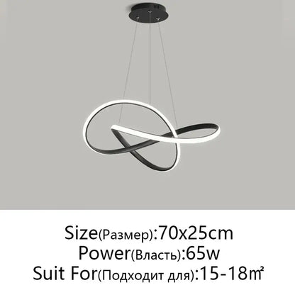 Modern black and white aluminum acrylic decorbites led chandelier light with infinity loop design for dining room and restaurant