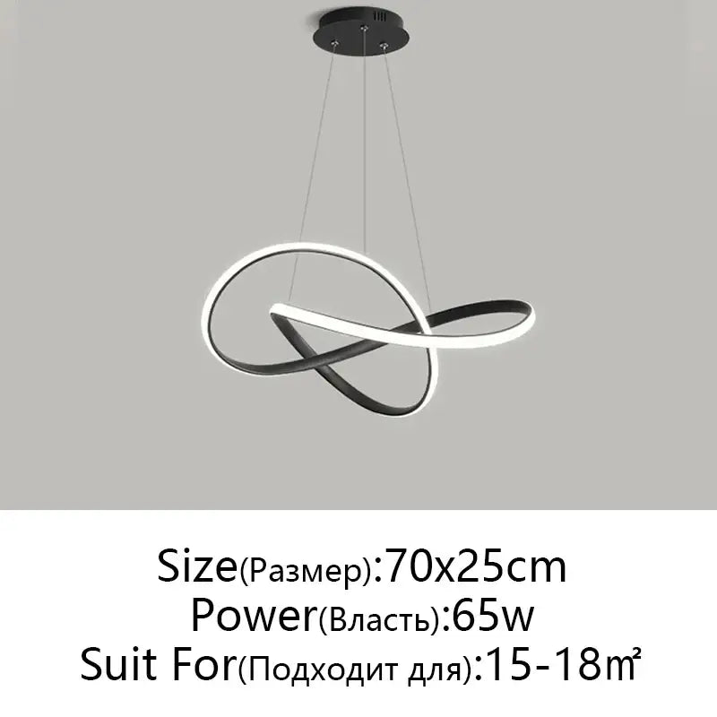 Modern black and white aluminum acrylic decorbites led chandelier light with infinity loop design for dining room and restaurant