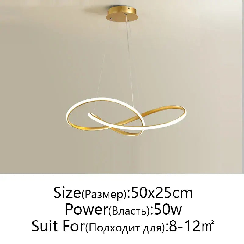 Modern gold and white aluminum acrylic pendant in an infinity loop design decorbites led chandelier light for dining room