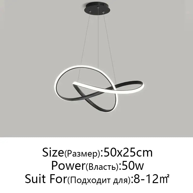 Modern black and white aluminum acrylic infinity loop chandelier light by DecorBites led chandelier for dining room use