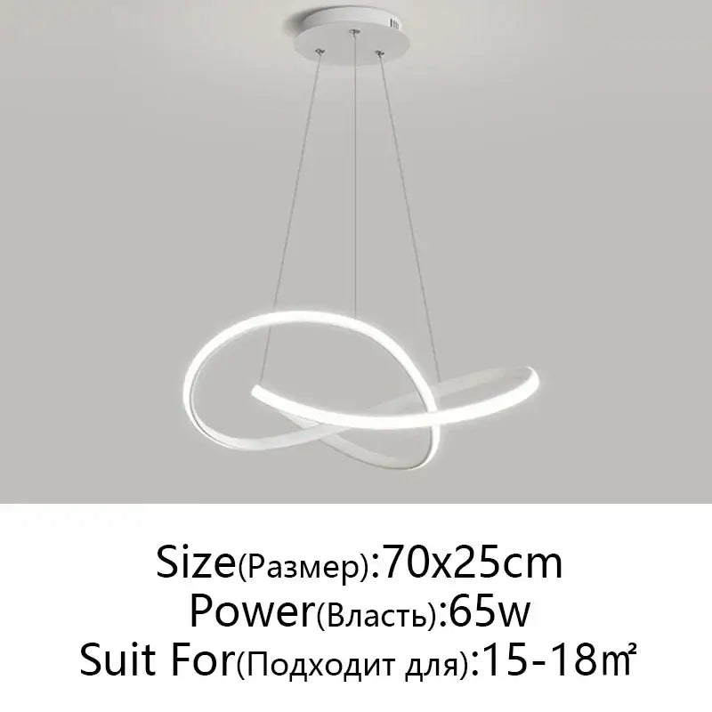 Modern white decorbites led chandelier light with sleek intertwined circular aluminum and acrylic design for dining room