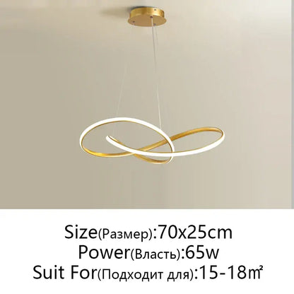 Modern gold and white aluminum acrylic infinity loop decorbites led chandelier light for dining room and restaurant