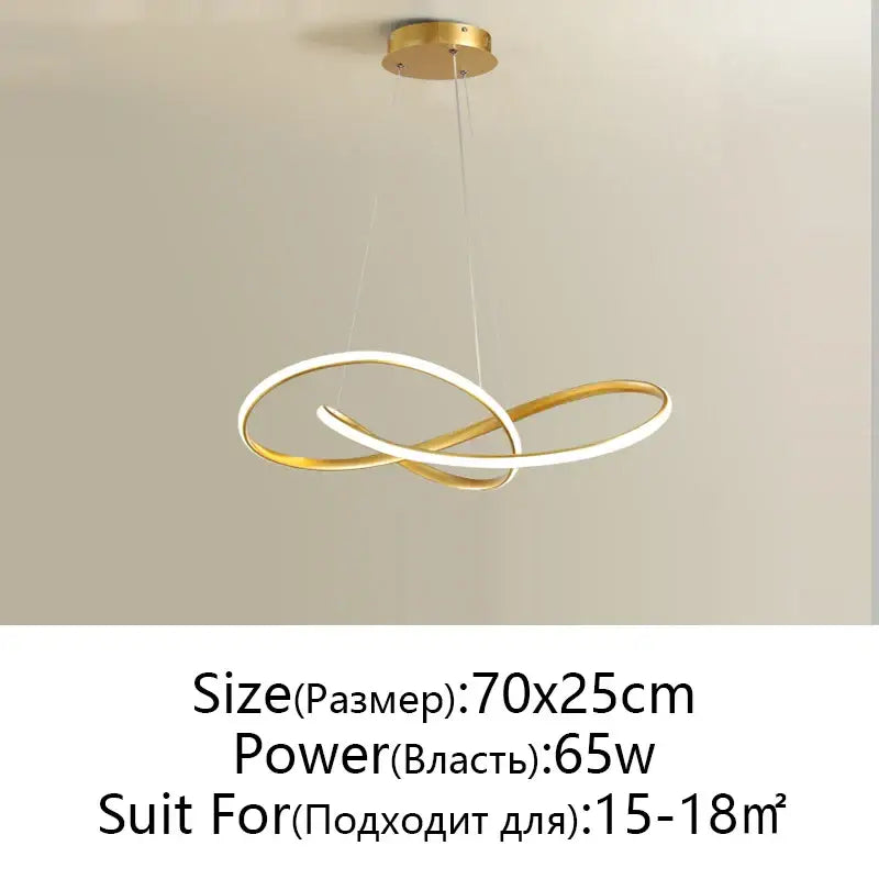 Modern gold and white aluminum acrylic infinity loop decorbites led chandelier light for dining room and restaurant