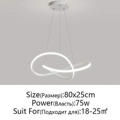Modern white aluminum acrylic decorbites led chandelier light with sleek intertwined circular design for dining room