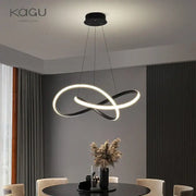 Modern black and white aluminum acrylic decorbites led chandelier light with infinity loop design for dining room illumination