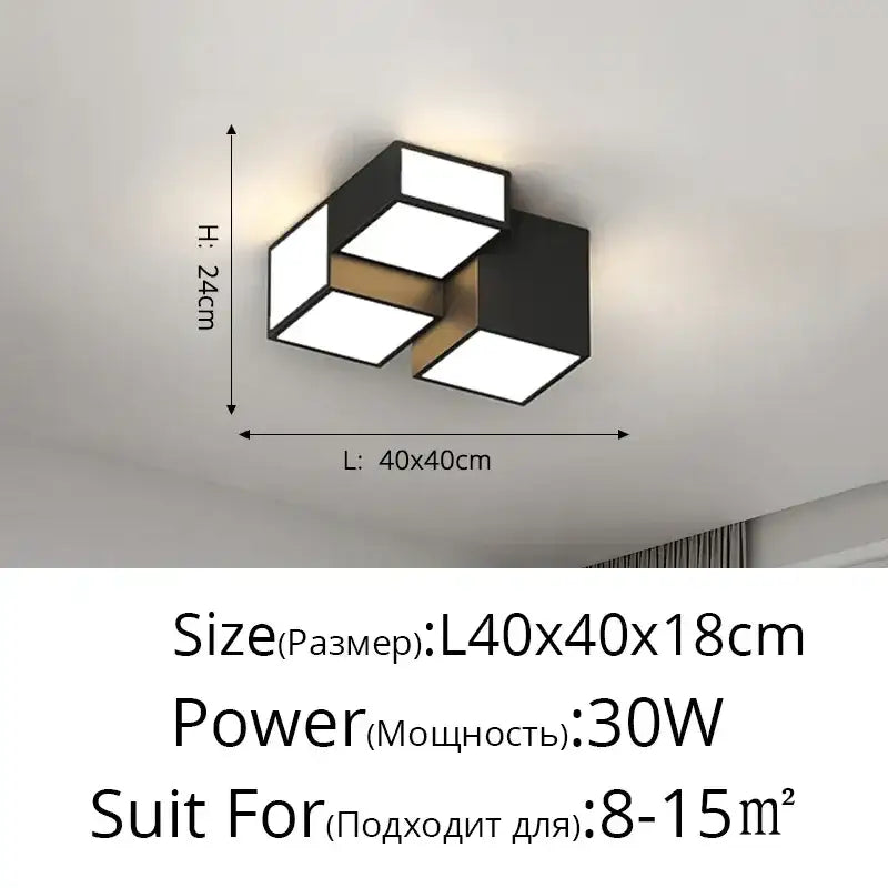 Modern black and white geometric decorbites led chandelier featuring minimalist cube design with remote dimming for indoor use