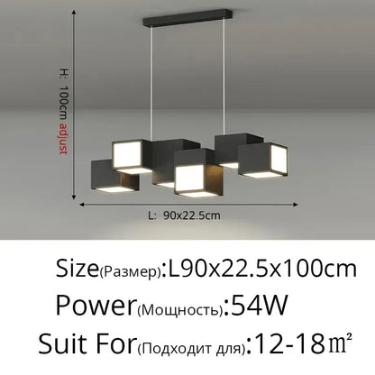 Modern black cube decorbites led chandelier with adjustable height and minimalist design for indoor lighting