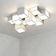 Modern white cube decorbites led chandelier with geometric modular design and remote dimming for minimalist indoor lighting
