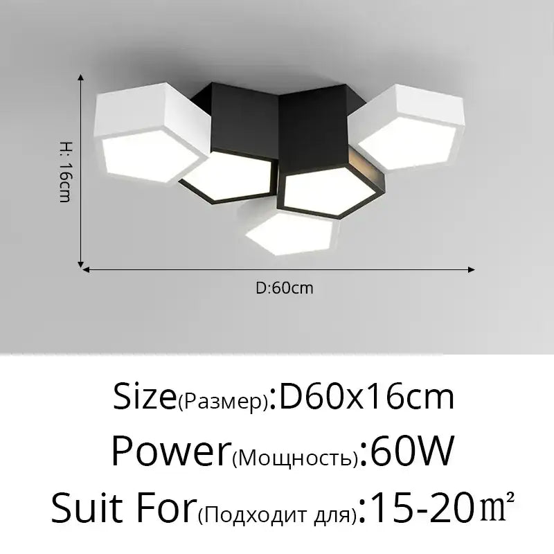 Modern black and white hexagonal decorbites led chandelier with geometric design for minimalist indoor lighting
