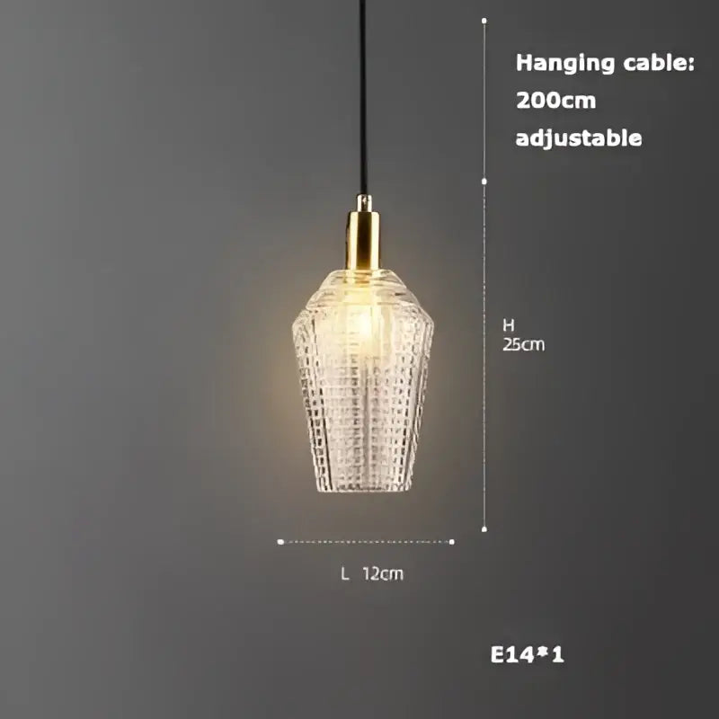 DecorBites led chandelier with clear textured glass shade and gold-toned metal for dining room lighting