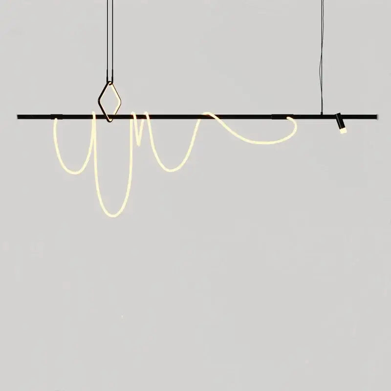 Modern black decorbites led chandelier with cream led rope design and adjustable spotlights for stylish home decor