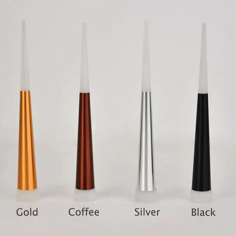 Four sleek cone-shaped vape pens in gold coffee silver and black finishes for decorbites led chandelier lighting