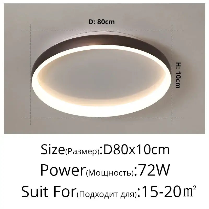 Modern DecorBites LED chandelier lights with a sleek black rim and soft white ring for home and study lighting