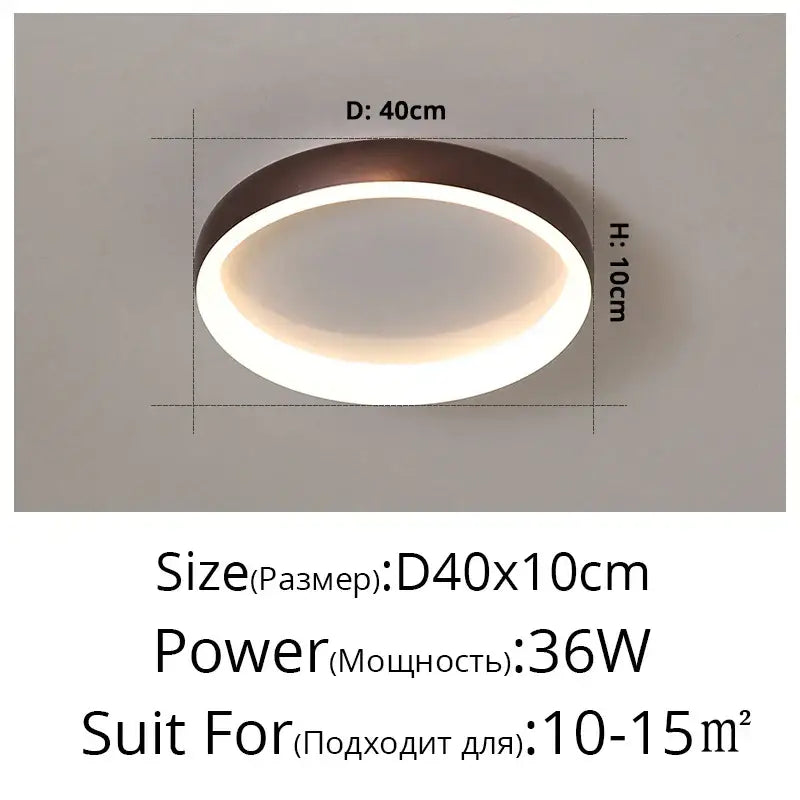 Modern decorbites led chandelier circular ceiling light with sleek bronze frame and soft white ring for home lighting
