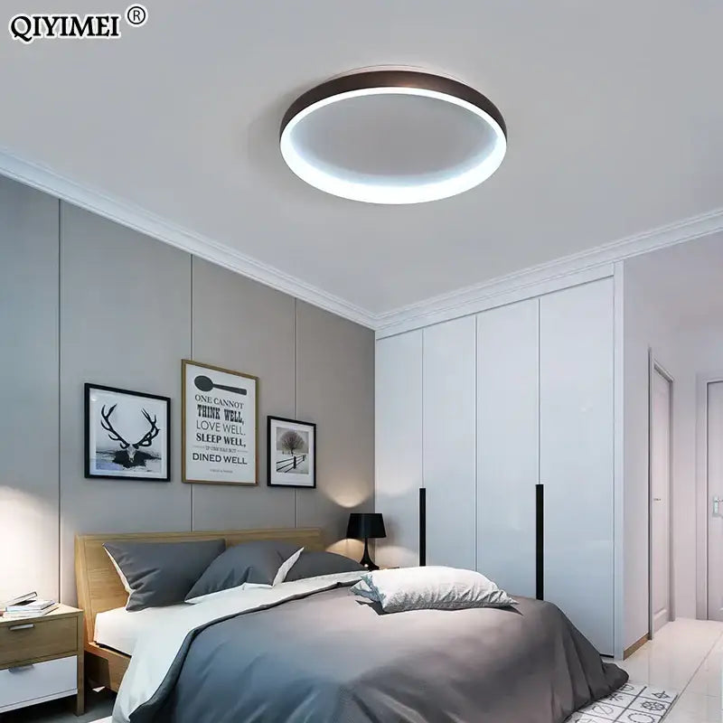 Modern circular decorbites led chandelier lights with sleek black ring and bright white led illumination for home lighting