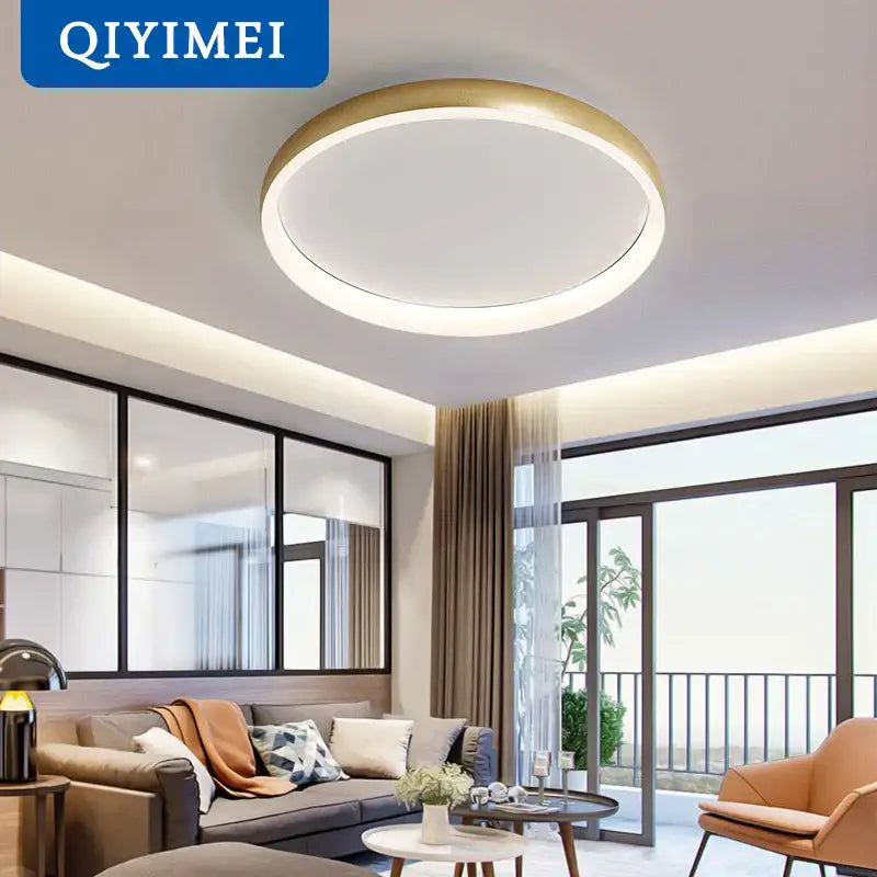 Gold accented circular decorbites led chandelier lights with modern minimalist design for home and study room lighting