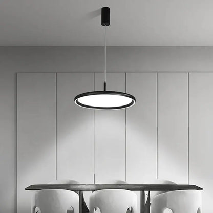 Minimalist black circular decorbites led chandelier with sleek modern design for bedroom dining room and kitchen lighting