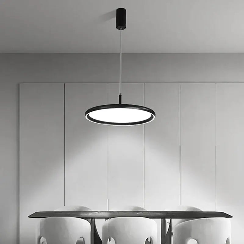Minimalist black circular decorbites led chandelier with sleek modern design for bedroom dining room and kitchen lighting