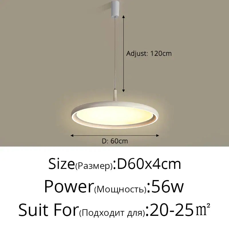 Modern white circular decorbites led chandelier with adjustable hanging length for bedroom dining room and kitchen lighting