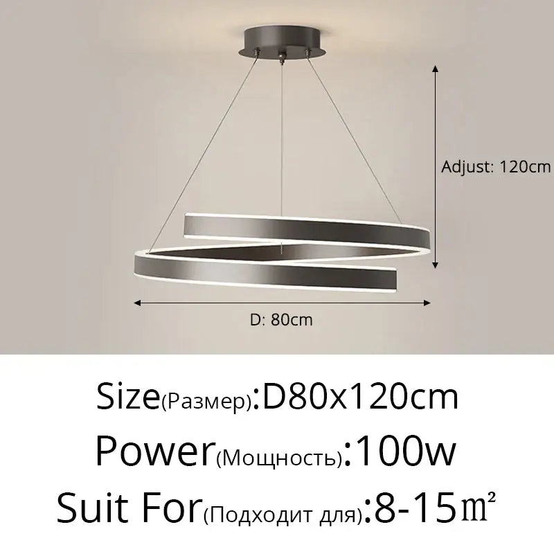 Decorbites™ led chandelier lights with interlocking metallic rings and integrated led lighting for modern indoor use