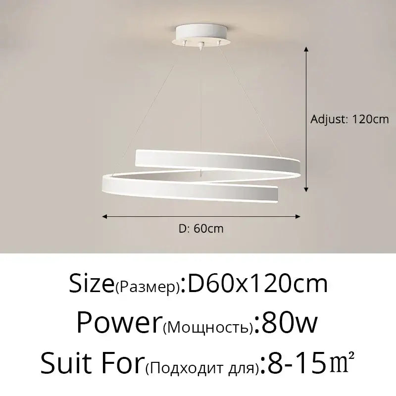 Modern white led chandelier lights with sleek double-ring design for living dining bedroom kitchen hall by decorbites