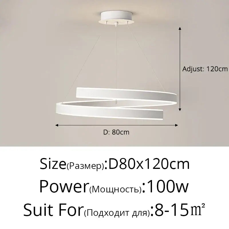 Modern white DecorBites™ led chandelier lights with a sleek double-ring design for indoor living spaces
