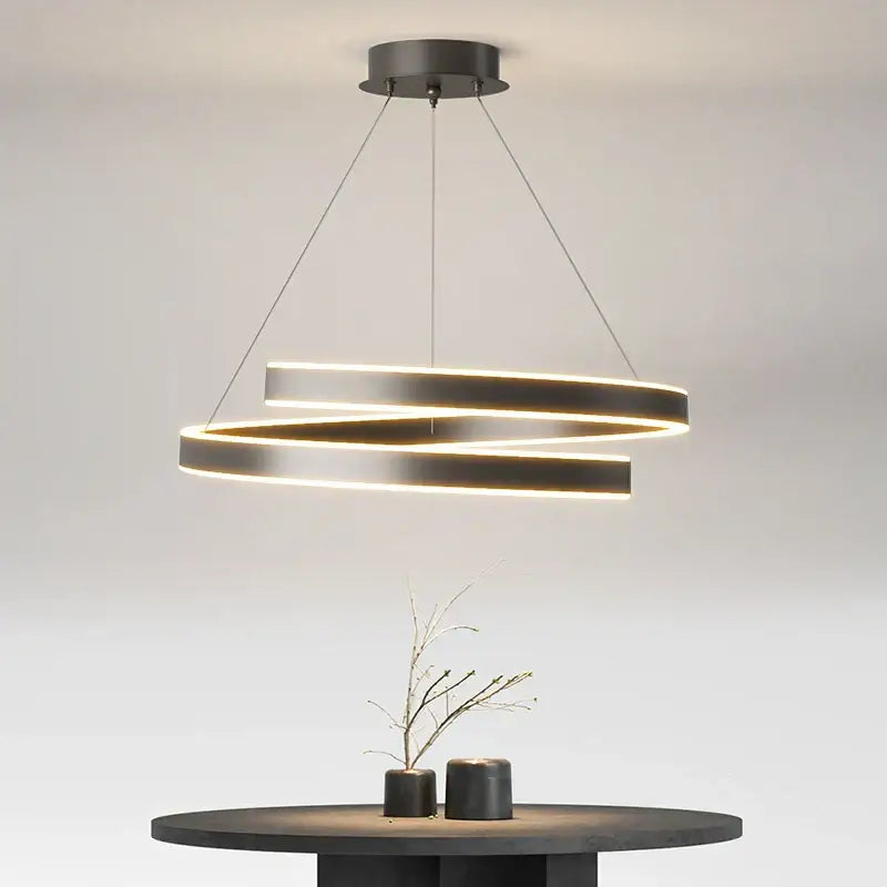 Decorbites led chandelier lights with warm led rings and brushed metallic finish for modern indoor lighting fixtures