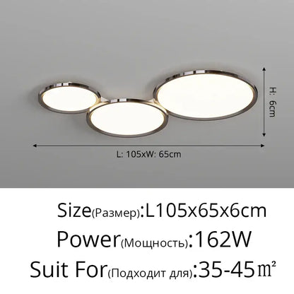 Modern minimalist decorbites led chandelier with three white glowing panels in chrome for indoor living spaces