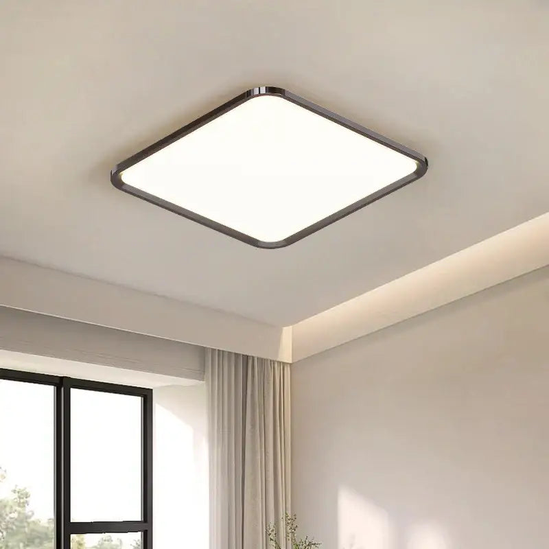 Modern square ceiling led chandelier with sleek black metal frame and bright white panel by decorbites led chandelier