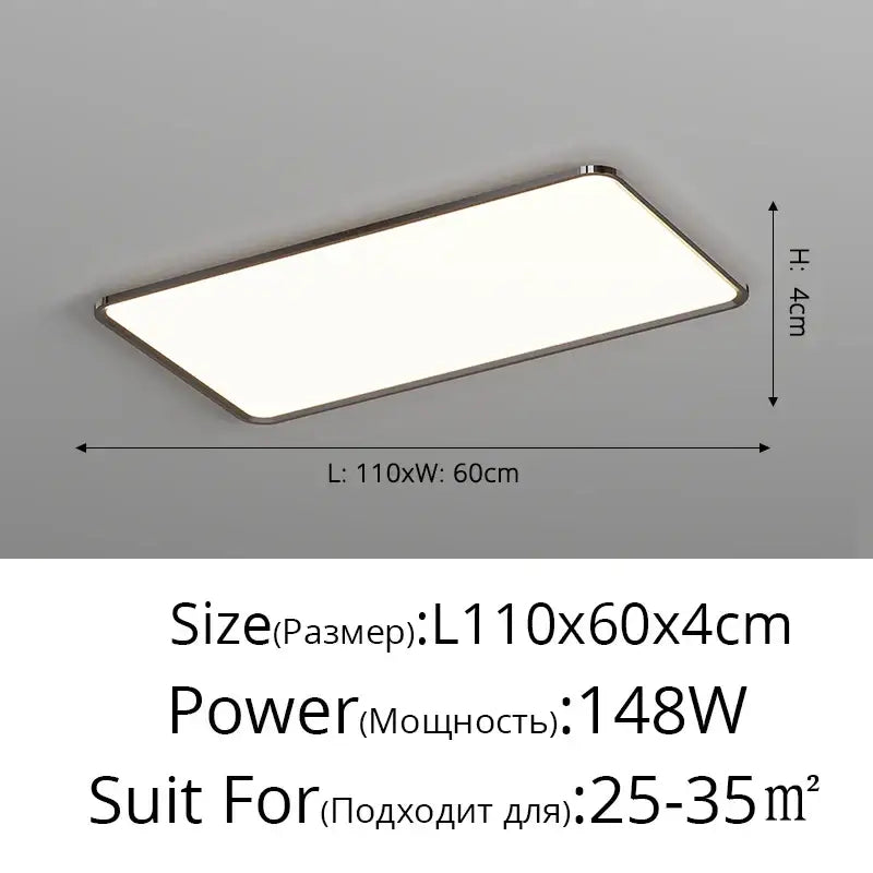 Modern rectangular decorbites led chandelier with metallic frame and diffused white light for living room and bedroom
