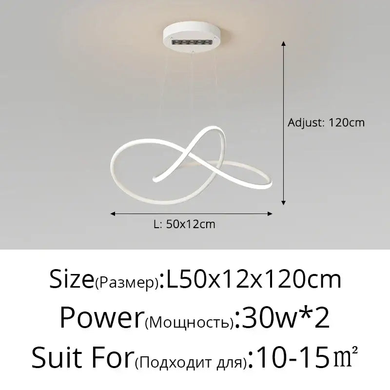 White infinity-shaped led chandelier light with sleek modern design from decorbites led chandelier lights collection
