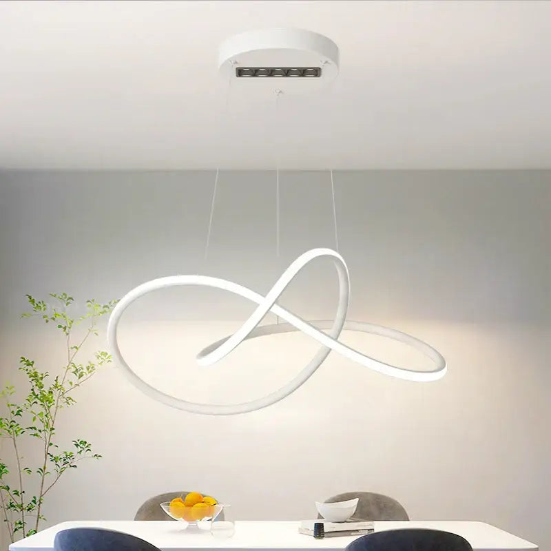 Modern white infinity-shaped decorbites led chandelier lights with sleek minimalist design for indoor room decor