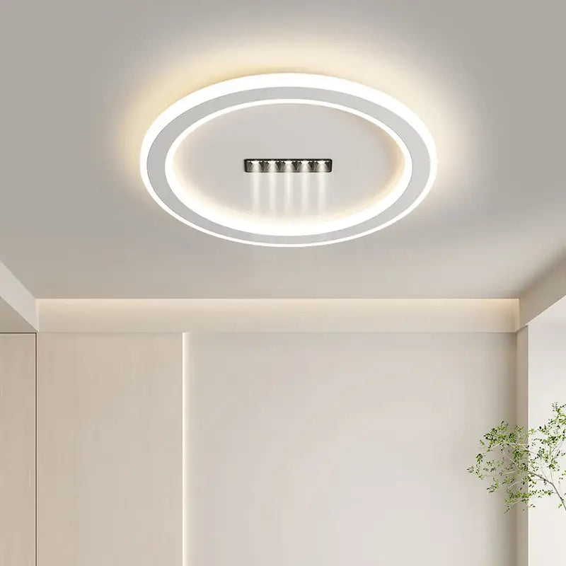 Modern circular decorbites led chandelier lights with sleek white frame and warm ambient glow for indoor lighting