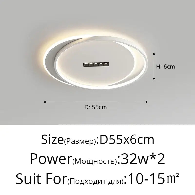 Modern white decorbites led chandelier featuring oval design with two concentric rings for indoor lighting use
